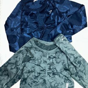 Gymshark Kids Camo Long Sleeve Tops - Blue and Green